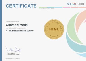 Certificato corso HTML