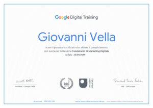 Certificato Google Digital Training